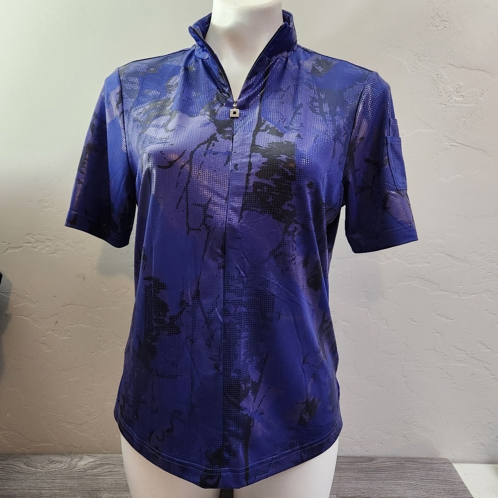 Jaime‎ Sadock Purple Black Top Size M Golf Tennis Snake Print Half Zip Stretchy